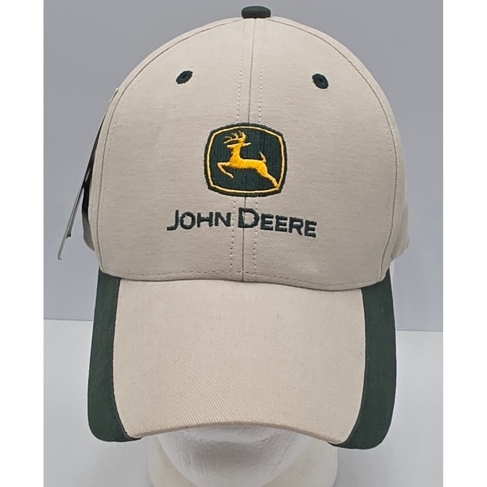 Vintage Y2K Cyrk John Deere Strapback Hat Cap Tan 70 Series Combines Cap NWT